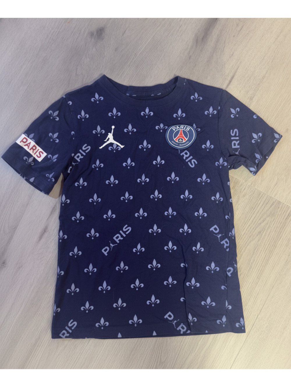 Jordan Boys Paris Saint-Germain PSG Graphic T-Shirt Navy Blue Size M 10-12 Yrs